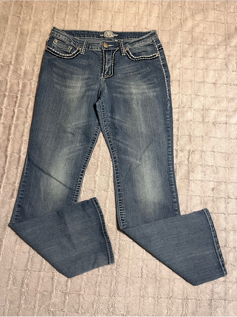 Vintage Revolt Y2K Thick Stitch Rhinestone Embellished Bootcut Jeans